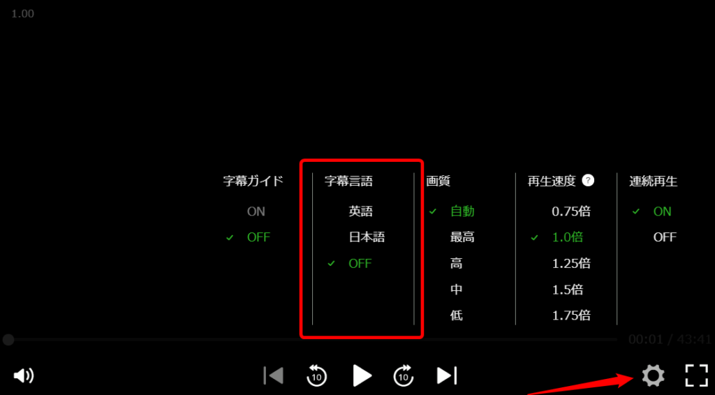 PCで字幕言語のOFF設定